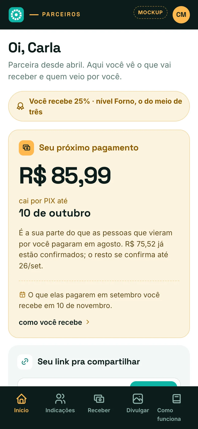 Início no celular